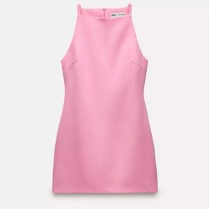 New Zara Pink Sleeveless Mini Dress Halter Short M
